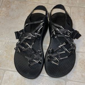 Black and white chacos